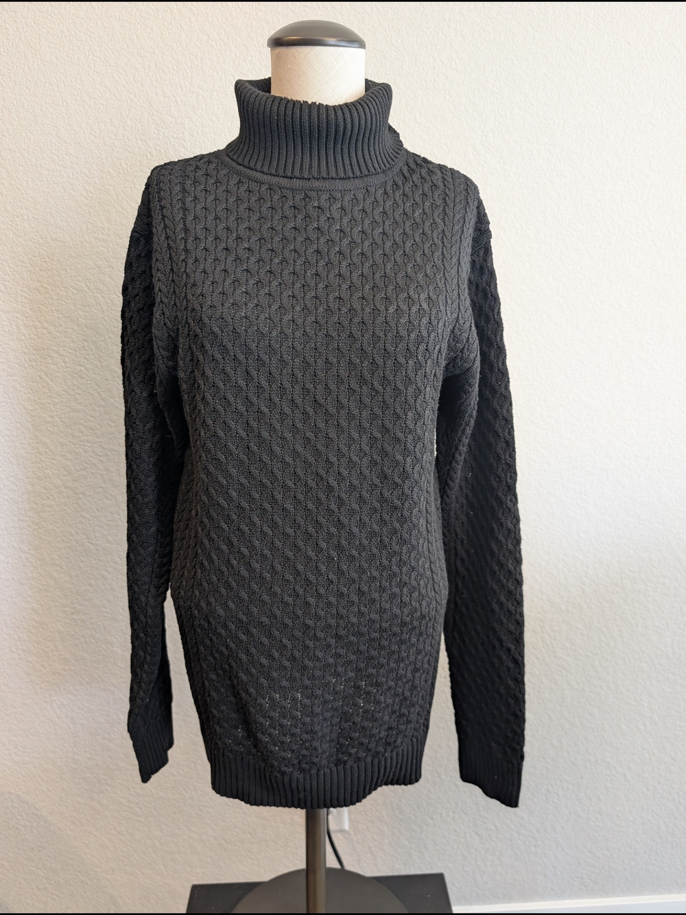 Coofandy Women's Sz S Black Turtleneck Classic Cable Knit Sweater